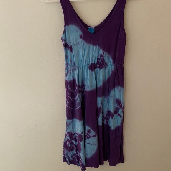 Love Tanjane Blue and Purple Tye-Dye Mini Dress - Picture 1 of 2